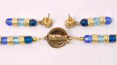 Brilliant Hand Blown Italian Art Glass and Gold Plated Beads Necklace, Bracelet, and Earrings