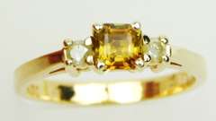 Citrine & Diamonds 14K Gold Ring, Size 8
