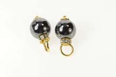 14K Yellow Gold Hematite Sphere CZ Hoop Enhancer Earring Jackets