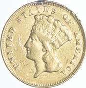 1874 $3 Indian Princess Head Gold Three Dollars