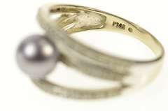 14K White Gold Grey Pearl Diamond Tiered Statement Ring