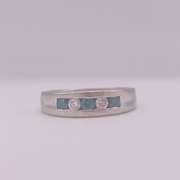 14kt Gold, Blue & White Diamond Unisex Ring