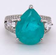Pear Shaped Green Cubic Zirconia Ring