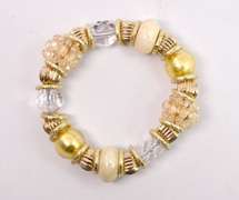 Beautiful Italian Made Hand Blow Art Glass with Gold and Gold Plated Links Bracelet and Earrings