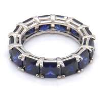 Sterling Silver Navy Cubic Zirconia Band