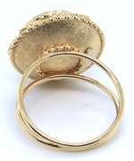 Charming Yellow Gold Blue Topaz Checkerboard Cut Swirl Ring