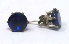 Sterling Silver Blue Cubic Zirconia Stud Earrings