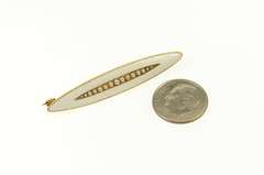 14K Yellow Gold Victorian Seed Pearl White Enamel Bar Pin/Brooch