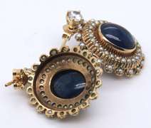 Gold Plated Gemstone Dangle Earrings