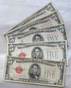 5 1928 F Series $5  Red Seal US Notes