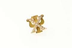 10K Yellow Gold Chi Psi Victorian Green Letter Ornate Lapel Pin/Brooch