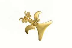 Gold Plated Sterling Silver Aztec Mayan Eagle Statement Pendant/Pin