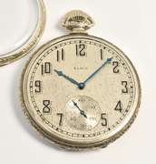 Proper Elgin White Gold Filled Pocket Watch