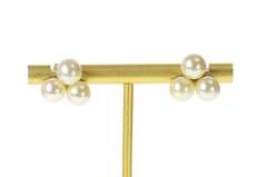 14K White Gold Pearl Cluster Triangle Statement Stud Earrings