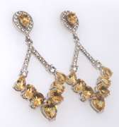 Sterling Silver Yellow Cubic Zirconia Earrings