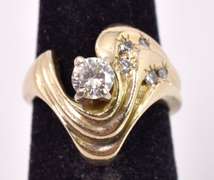 Fancy Freestyle Diamond Ring in 14K Yellow Gold