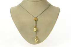 18K White Gold Denny Wong Pearl Diamond Flower Dangle Necklace