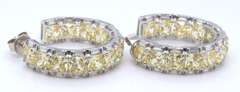Sterling Silver Yellow Cubic Zirconia Hoop Earrings
