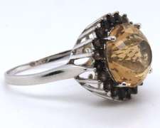 Vintage Sterling Silver Yellow Cubic Zirconia Ring