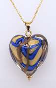 Gorgeous Yellow Gold Glass Heart Shaped Pendant on Chain