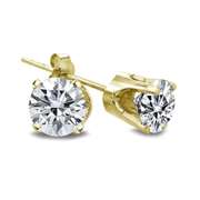 1 ct Round Cut 14K Yellow Gold Diamond Stud Earrings, G-H, I2