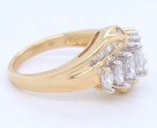 Gorgeous Yellow Gold Marquise and Baguette Diamond wide Band Ring