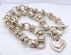 Vintage Sterling Silver Necklace with Toggle Clasp