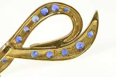 14K Yellow Gold Ctw Sapphire Wavy Loop Statement Pendant