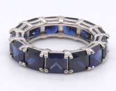 Sterling Silver Navy Cubic Zirconia Band