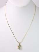 Amazing Diamond and Emerald Pendant Necklace in 14K Yellow Gold