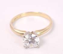 Sparkling Solitaire CZ Ring in 14K Yellow Gold