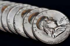 Roll Of 20 BU Franklin Half Dollars.