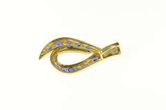 14K Yellow Gold Ctw Sapphire Wavy Loop Statement Pendant