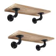 2PCS Wall Mounted Industrial Pipe Shelves