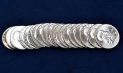 Roll Of 20 BU Franklin Half Dollars.