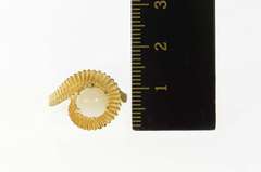 14K Yellow Gold Retro Natural Opal Swirl Bypass Statement Ring