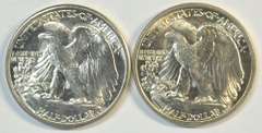 Sparkling-white Gem BU 1942 & 1943 Walking Liberty Half Dollars
