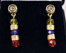Exquisite Hand Blown Italian Art Glass and Gold Plated Beads Necklace, Bracelet, and Earrings