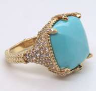 Judith Ripka Turquoise and Diamond Vermeil Ring