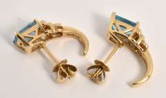 Stylish J Hoop Blue Topaz Earrings