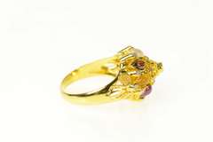 22K Yellow Gold Diamond Ruby Quartz Tiger's Eye Statement Ring