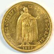 Choice BU 1898 Hungary 20 Korona Gold Piece. Nice