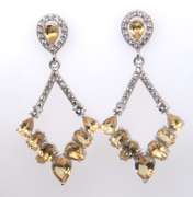 Sterling Silver Yellow Cubic Zirconia Earrings