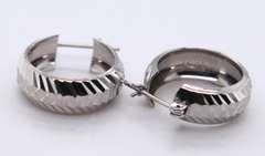 Formal White Gold Diamond Cut Hoops