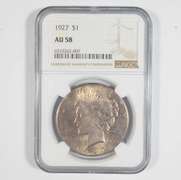 AU58 1927 Peace Silver Dollar - Graded NGC - Cool Color