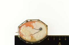 14K Yellow Gold Victorian Diamond Necklace Carved Cameo Pendant/Pin