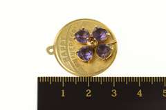 14K Yellow Gold Happy Anniversary Retro 1960's Clover Love Cuff Links