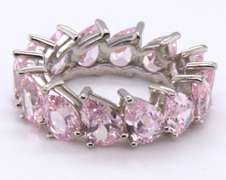 Pink Cubic Zirconia Band in Sterling Silver