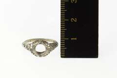 18K White Gold 5.75mm Art Deco Filigree Engagement Setting Ring