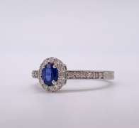 14kt Gold, Blue Sapphire, & Diamond Cocktail Ring